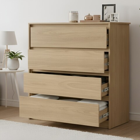 Comoda Cajonera Carla para Dormitorio 4 Cajones con Rieles Telescópicos - Castaño Comoda Cajonera Carla para Dormitorio 4 Cajones con Rieles Telescópicos - Castaño