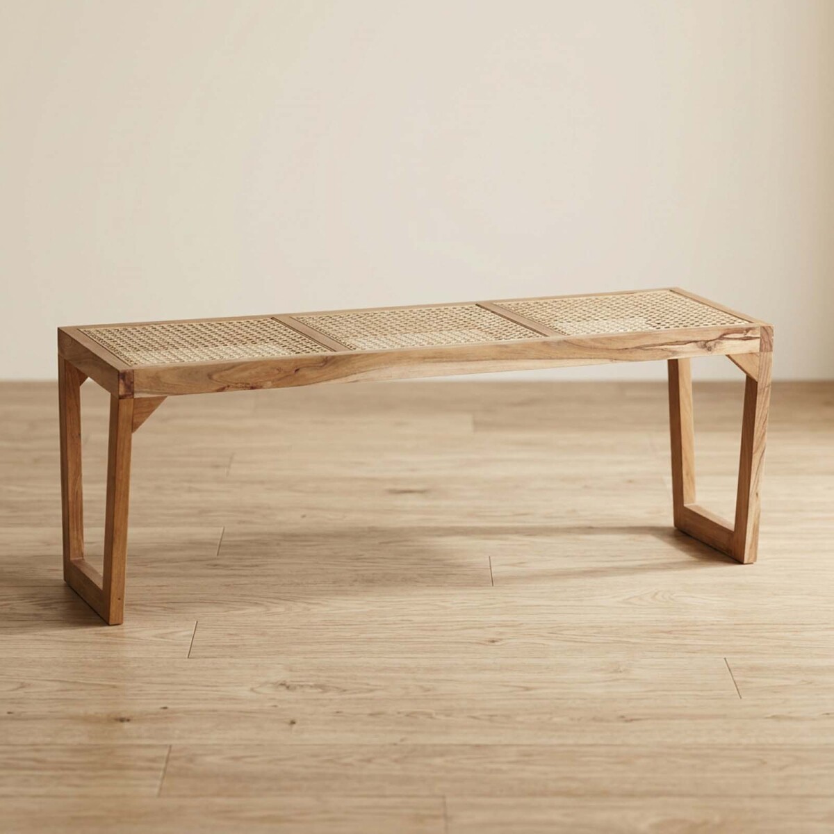 PIE DE CAMA - MADERA-ACACIA NATURAL-BEIGE EMA 