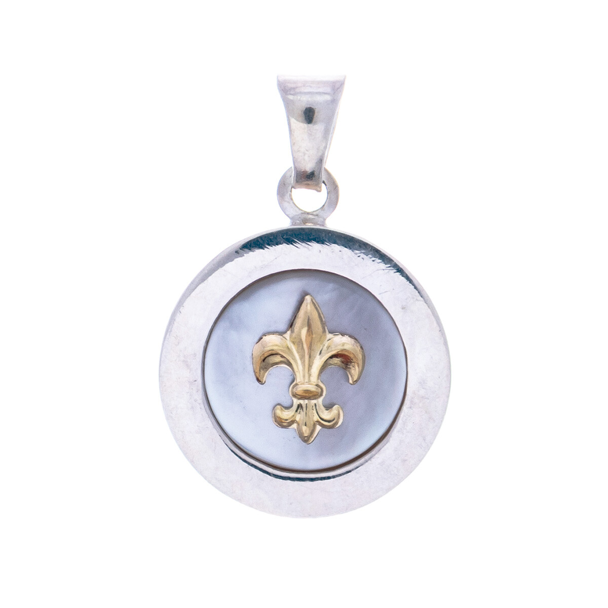 Colgante de plata 925 , double y nacar FLOR DE LIS 