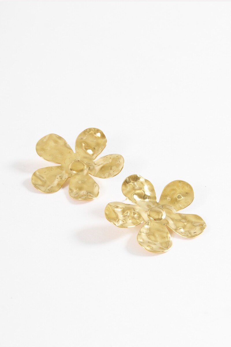 Caravanas flor de acero dorado