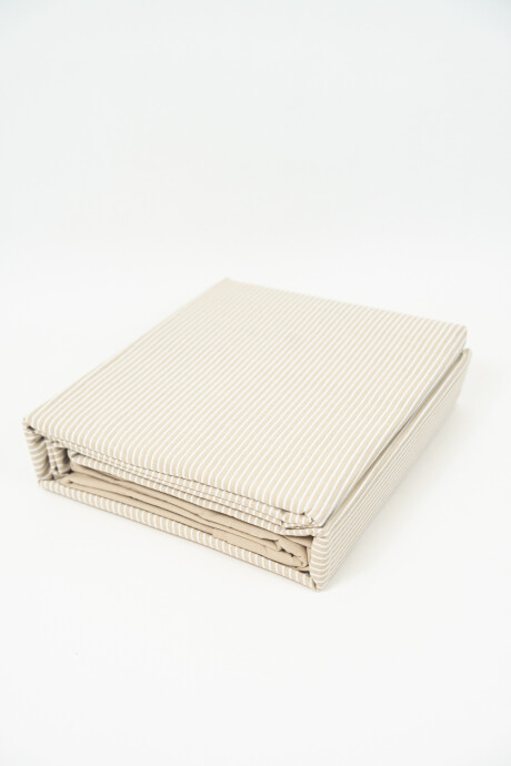 Sábanas 2 Plazas Queen 144 Hilos Stripes Taupe / Mink / Vison