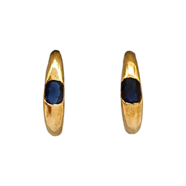 Caravanas Zafiro Aro Oval de oro- Oro bajo -Zafiro- CA8196 conpiedra