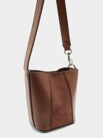 Bolso Bombonera Contraste De Texturas camel