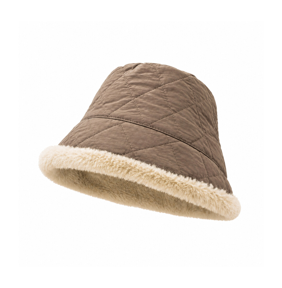 Gorro piluso puffer con corderito - Gris 