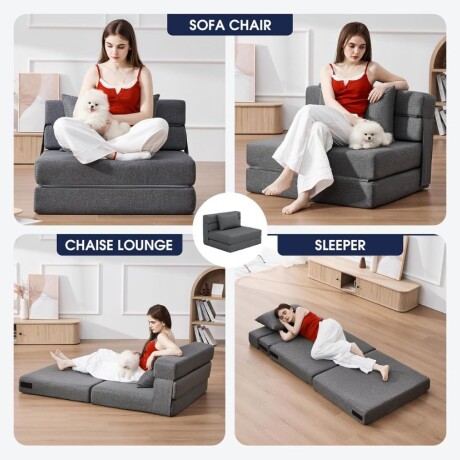 Sofa cama Foldie 1 cuerpo Gris