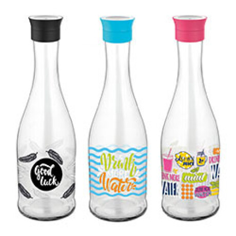 BOTELLA DECORADA 1LT VIDRIO NEGRA