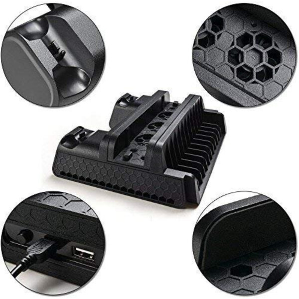 Playstaton 4 Slim Soporte De Ventilador Multifuncional Cargador Mandos Playstaton 4 Slim Soporte De Ventilador Multifuncional Cargador Mandos