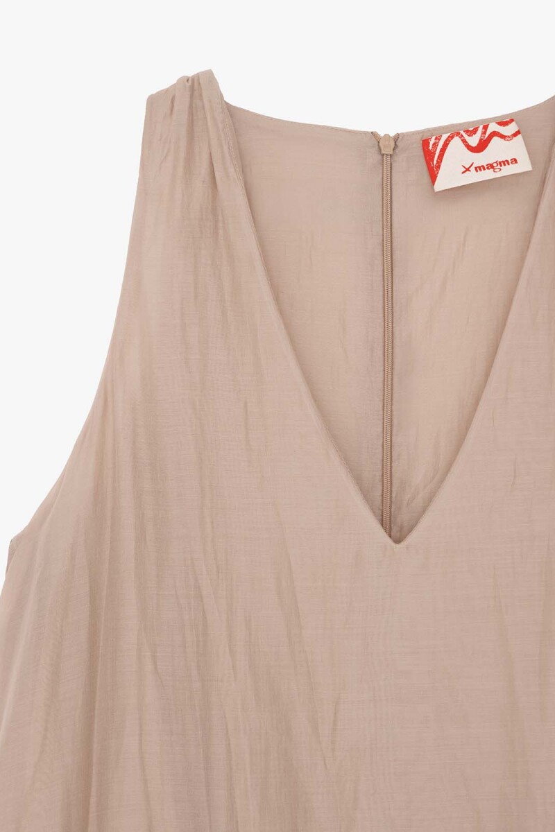VESTIDO ARRUGADO Beige
