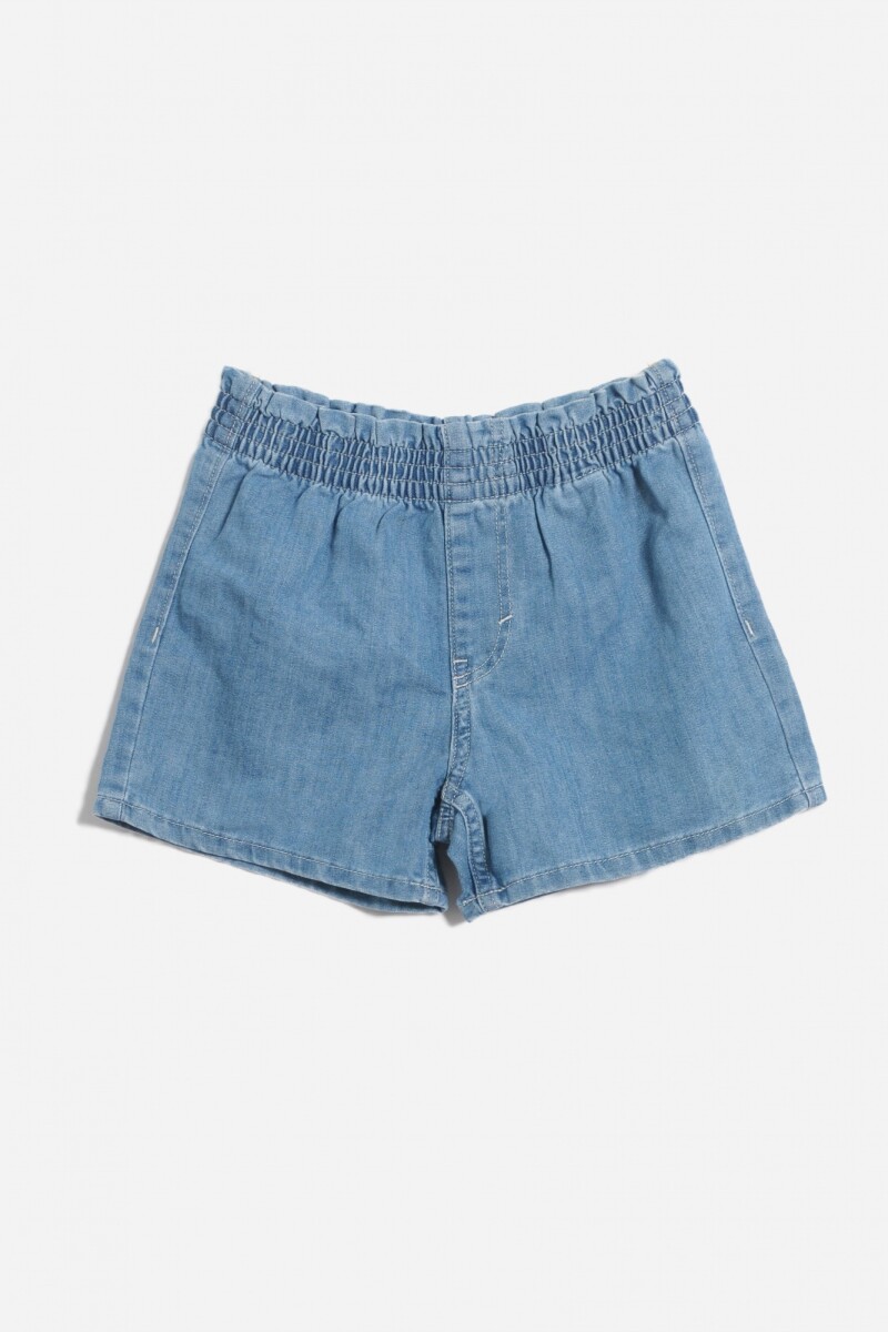 Short en lyocell con cintura elástica - Jean medio 