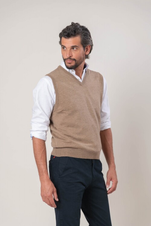 Chaleco Merino Beige