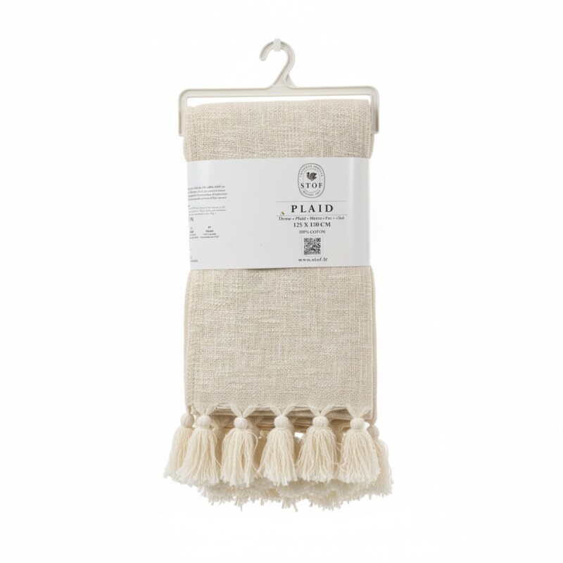 MANTA MARFIL C/BORLAS 125X150CM Unica