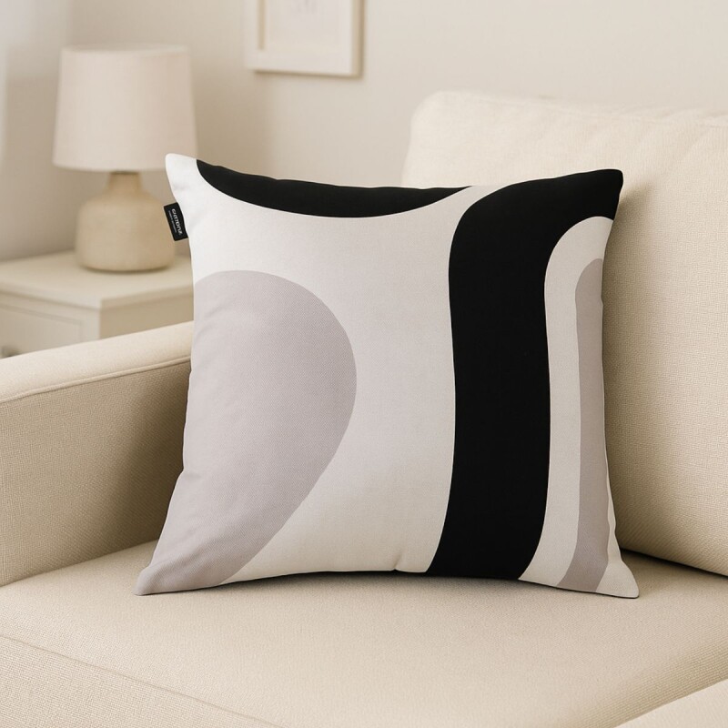Funda de almohadones lisa 43 x 43 cm RAYAS NEGRO Y GRIS