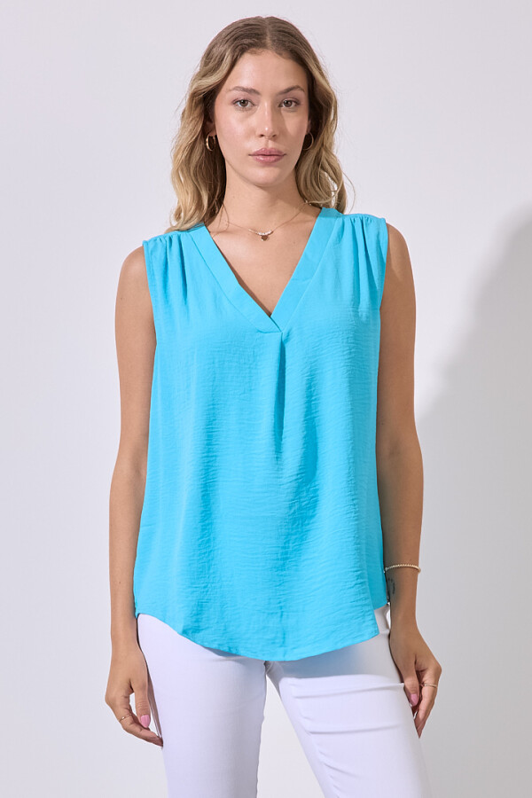 Blusa Escote V TURQUESA