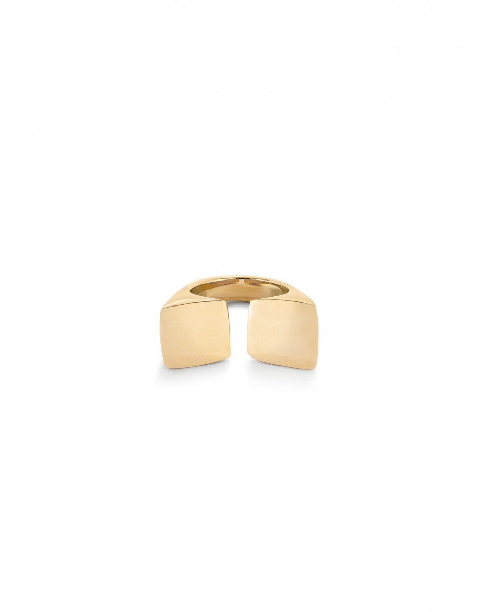 ANILLO BAÑADO EN ORO 18K ACABADO LISO Y FORMA CUADRADA - Anillo 