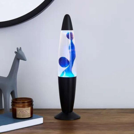 Lámpara De Lava Con Base Negra Azul