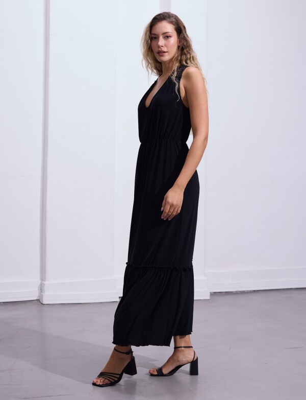 Vestido Maxi Cortes NEGRO