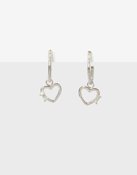 Aros Argollas Strass Argollas En Plata 925 - Plateado