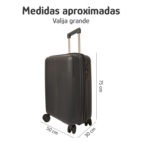 Valija Grande Rígida Cierre Expandible Candado Ruedas 360° Gris Oscuro