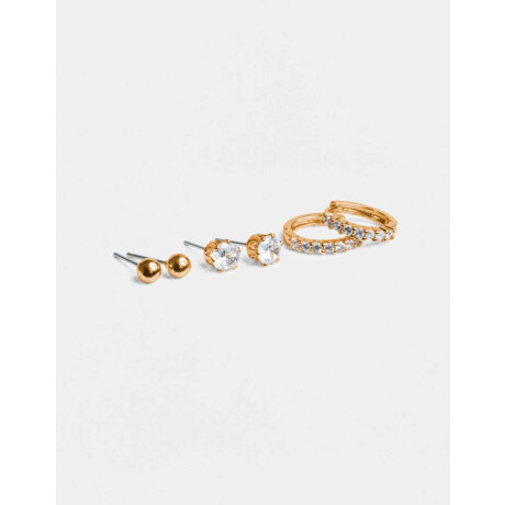 Set De Aros Bañados En Oro Con Cubic Zirconia Dorado