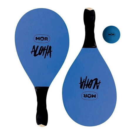 Set Paletas Tenis Playa Madera Revestidas Goma Eva y Pelota Azul