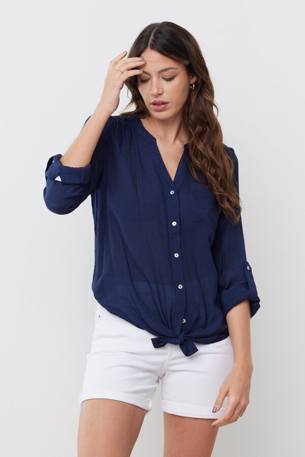 Blusa Nudo Botones AZUL