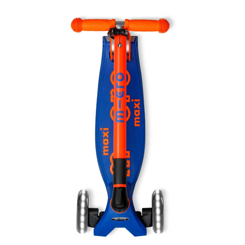 Monopatín Maxi Micro Deluxe Neón Led Plegable Naranja