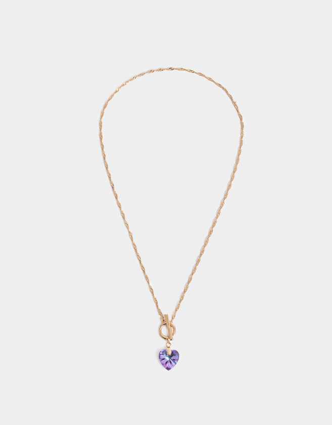 Cadena Corta con Dije Strass Corazón Collar Con Dije De Corazón - Dorado