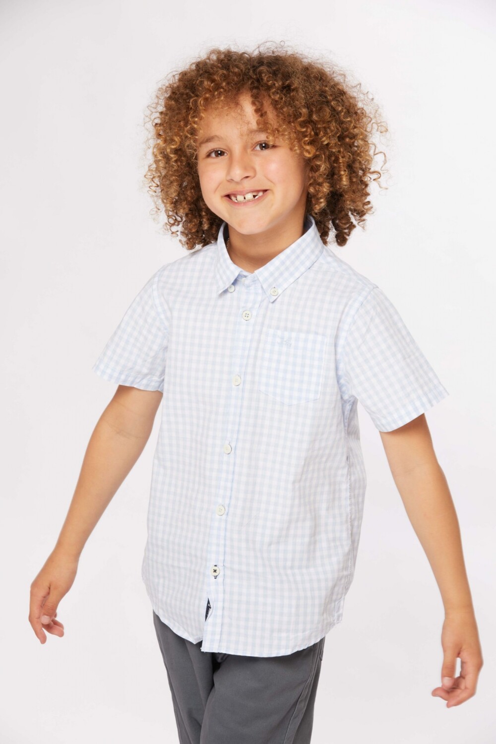 CAMISA A CUADROS Celeste