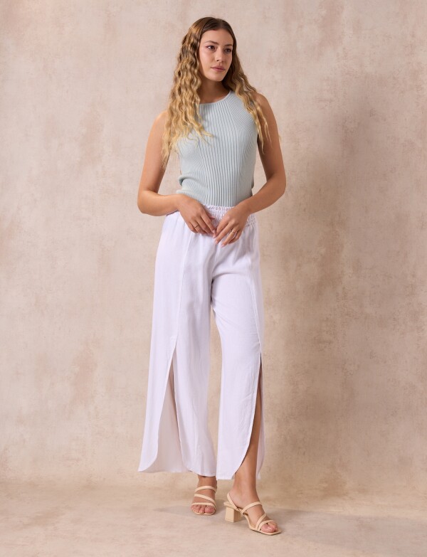Pantalon Lino Solid BLANCO