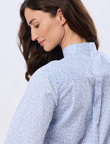 CAMISA ESTAMPADA CON FRUNCES Celeste