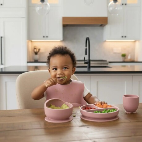 Set Alimentación Bebé en Silicona Libre Bpa 10 Piezas Rosa