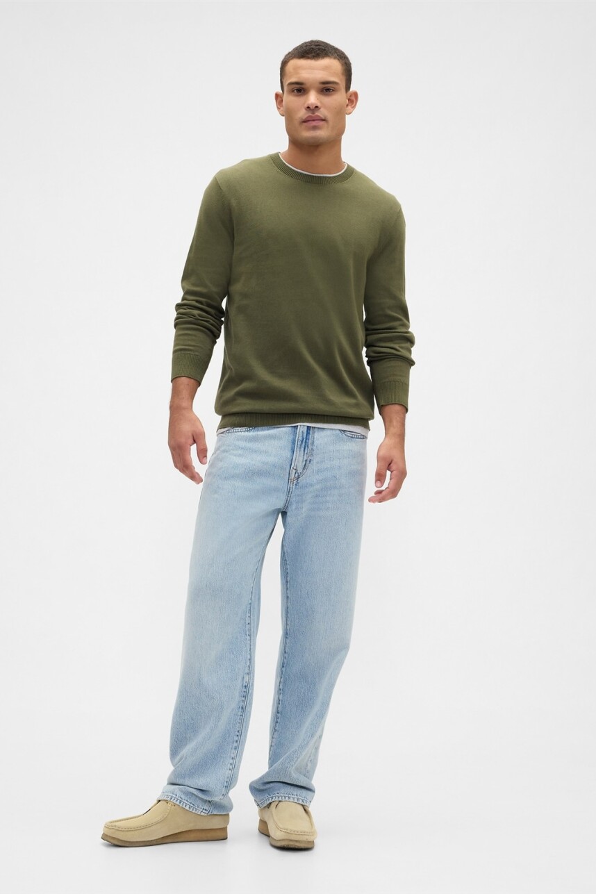 Buzo Algodón Cuello Redondo Hombre Army Jacket Green