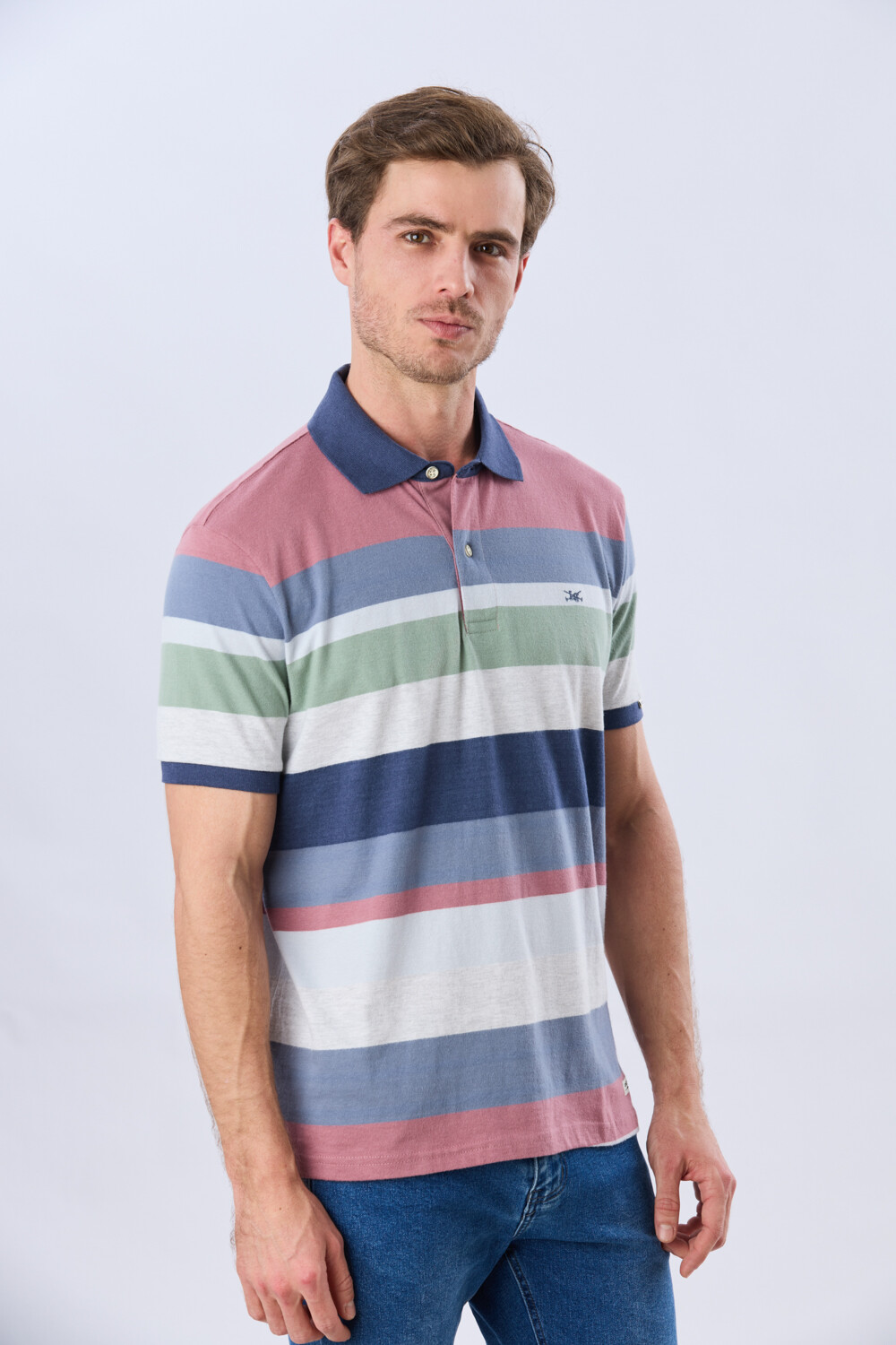 REMERA POLO JERSEY RAYADA Rosado