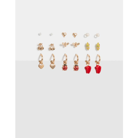 Set De Aros Esmaltados Dorado