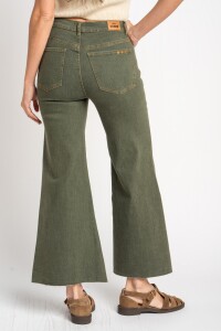Flare Wide Leg Lavado Oliva