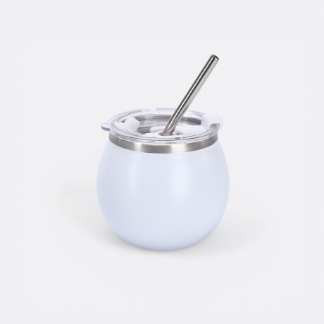 Mate Metálico Más Bombilla Diseño Liso Color Blanco