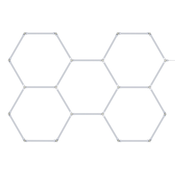 Luminaría LED hexagonal 5 módulos 168W cálida IX4648