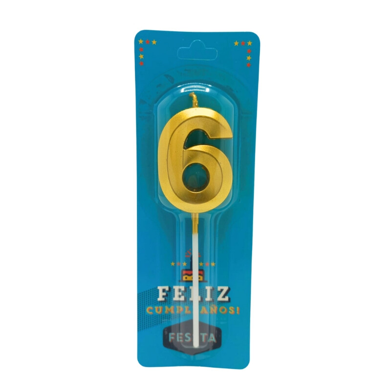 Vela Fessta Número 3D Chica Dorada SEIS