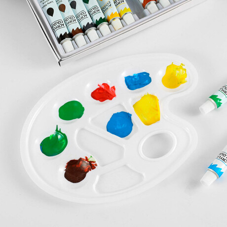 Set Arte X30 Pintura Acrílica Pinceles Paleta Color Esc007008