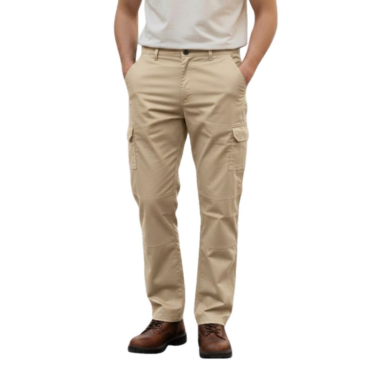 Pantalón gabardina cargo - Beige 