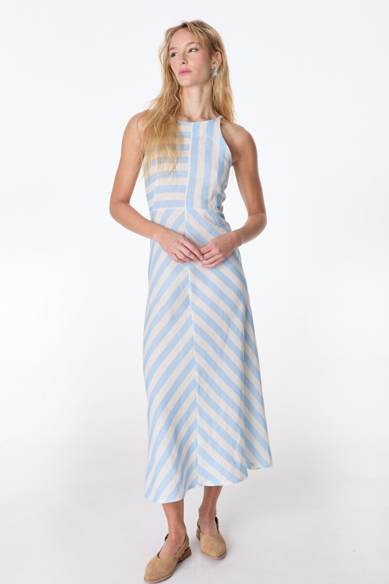 Vestido Peoni - Rayas Celeste 