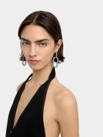 Pendientes Largos De Aros Con Cristales plateado