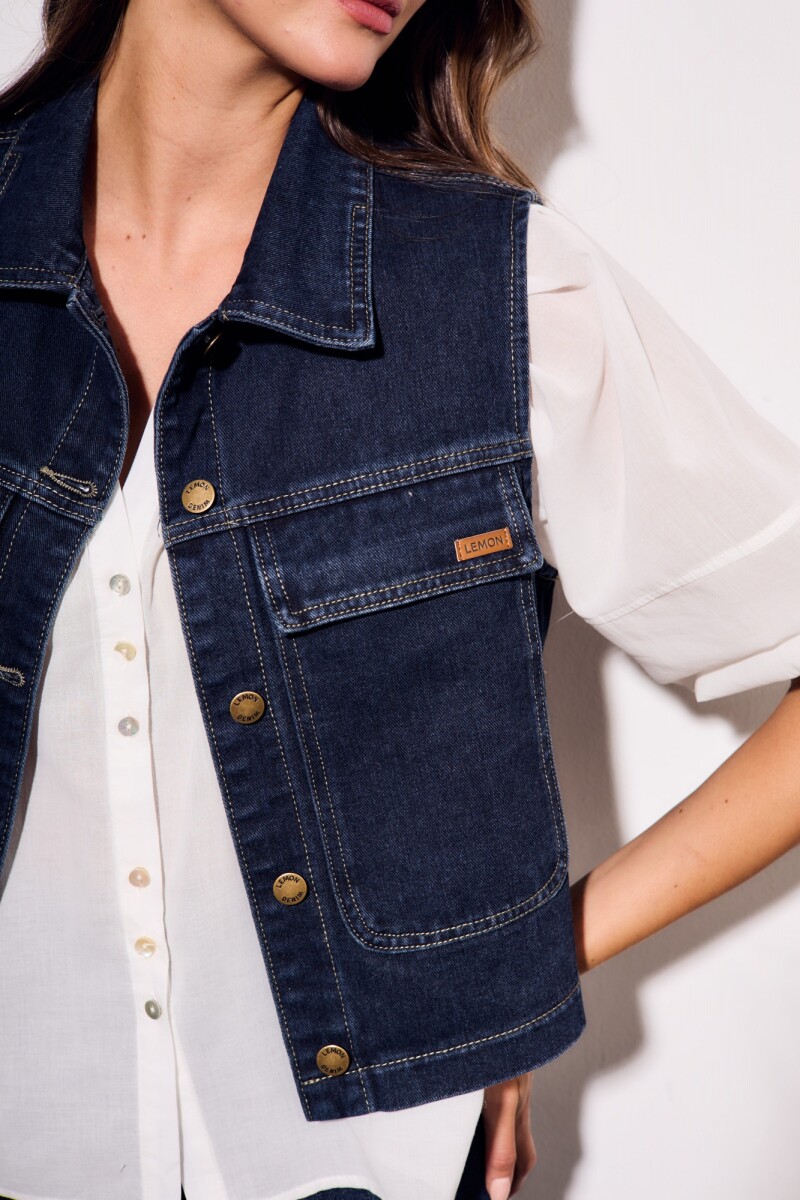 Chaleco Denim Bolsillos Jean