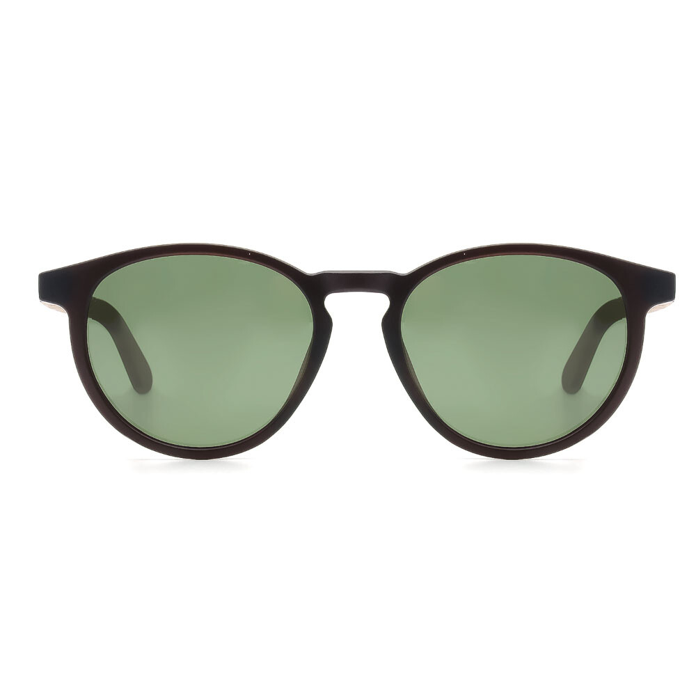 Lentes De Sol Bambu E Madeira Redondo - Unisex Verde/Marrón