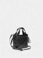 Bolso Tote Con Cordones Efecto Craquelado negro