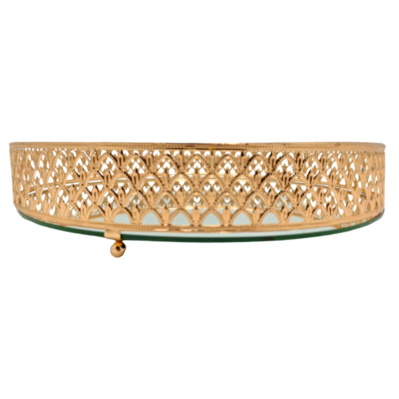 Bandeja Metalica de 35Cm Dorado C/ Espejo Bandeja Metalica de 35Cm Dorado C/ Espejo