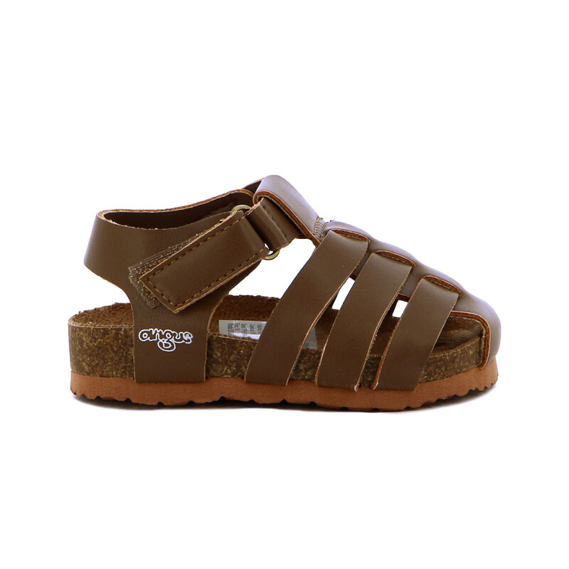 Angus Sandalia Niño Franciscana C/ Pulsera Y Velcro Marron Oscuro