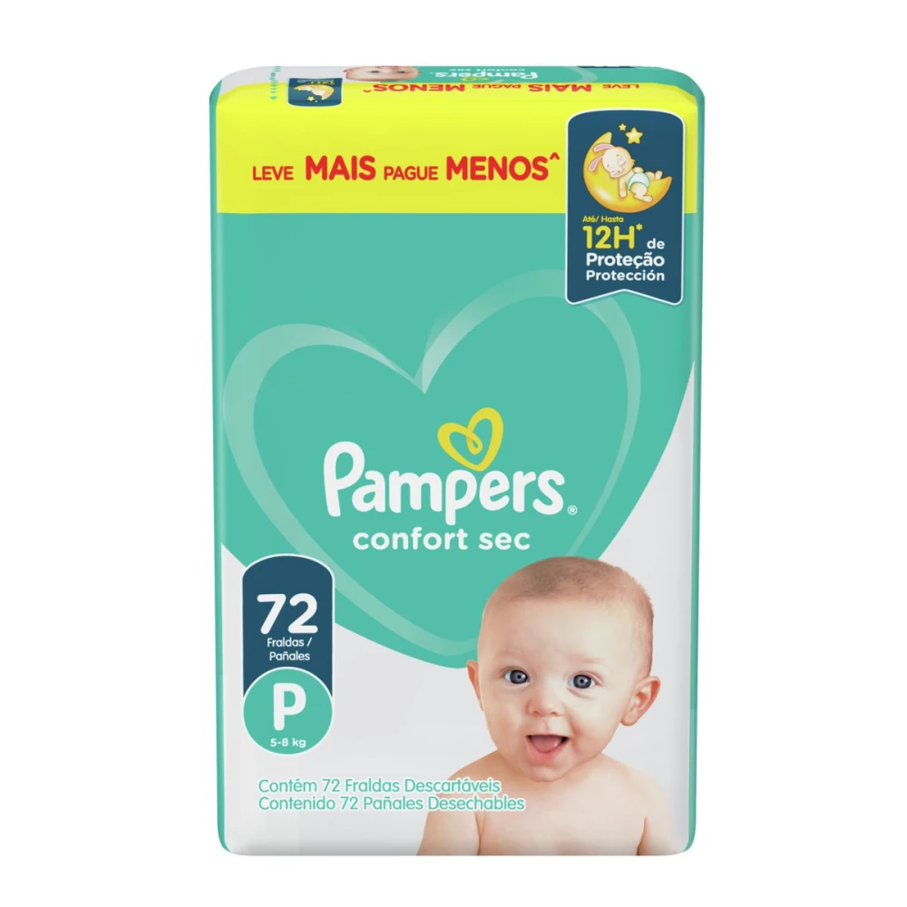 PAMPERS CONFORT SEC VERDE PEQ PAQ. X 72