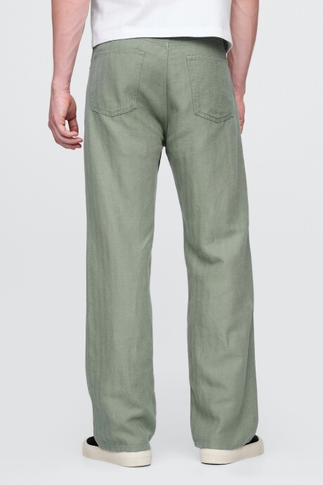Pantalón De Lino Hombre Gasoline Green