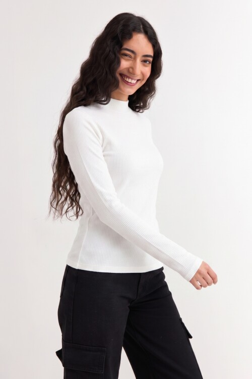 Remera m/l media polera BLANCO